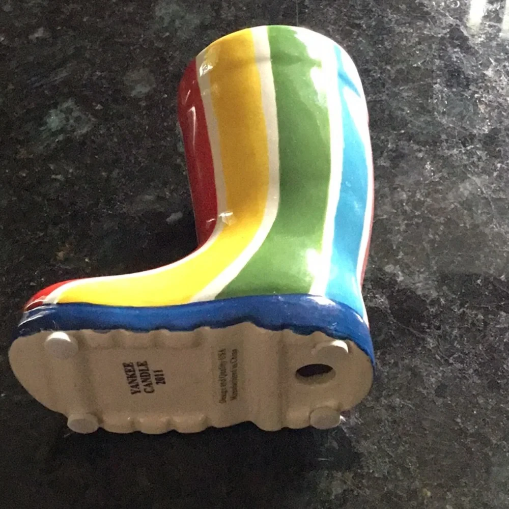 Whimsical Yankee Candle Ceramic Rainboot Votive Holder Home Decor Cozy Warmth